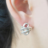 Angular Knot Silver Stud Earrings