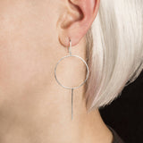 Sterling Silver Circle Long Drop Earrings