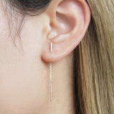 Bar Silver Threader Earrings