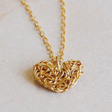 Mesh Gold Heart Pendant Necklace