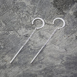 Silver Chain Long Drop Earrings