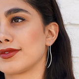 Sterling Silver Long Wave Earrings