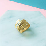 Gold Ribbon Overlapping Contemporary Ring