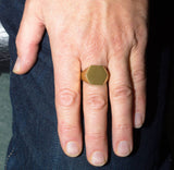 Gold Solid Men's Hexagonal Signet Ring