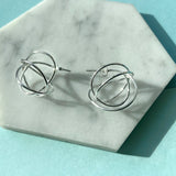 Wire Wrapped Orbit Hoop Stud Earrings