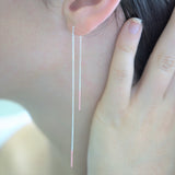 Threader Silver/Rose Gold Long Drop Earrings