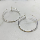 Sterling Silver Minimalist Bar Hoop Earrings