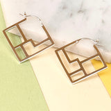 Art Deco Polished Square Geometric Hoop Earrings