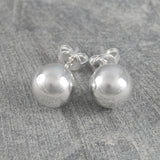 Large Silver Ball Stud Earrings