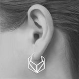 Hexagonal Geometric Gold Hoop Earrings