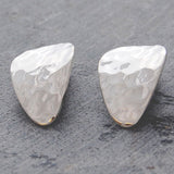 Textured Petal Silver Clip On Stud Earrings
