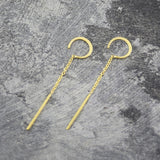 Gold Chain Long Drop Earrings