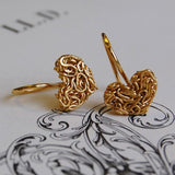 Mesh Heart Gold Drop Earrings