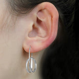 Double Loop Silver Hoop Earrings