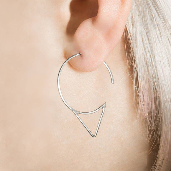 Silver Spike Wire Hoop Earrings