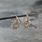 Sunray Silver Hoop Earrings