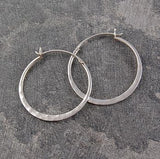Silver Hammered Large Hoop Earrings