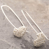Silver Woven Heart Drop Earrings