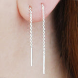 Threader Silver Drop Earrings