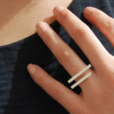 Horizontal Bar Geometric Silver Ring