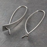 Elliptical Silver Drop Earrings