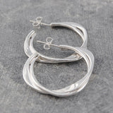 Interwoven Silver Hoop Earrings