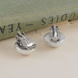 Half Ball Silver Clip On Earrings