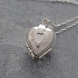 Clover Silver Heart Locket Necklace