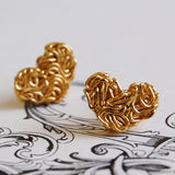 Mesh Heart Gold Drop Earrings