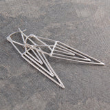 Aztec Geometric Silver Drop Earrings