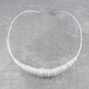 Coiled Silver Wire Chunky Choker Necklace