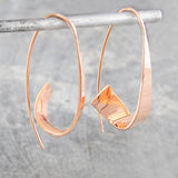 Flared Ribbon Rose Gold Hoop Earrings