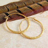 Large Hammered Gold Hoop Earrings