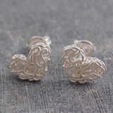 Mesh Silver Heart Stud Earrings