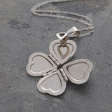 Clover Silver Heart Locket Necklace