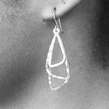 Triple Triangle Silver and Gold Dangle Earrings