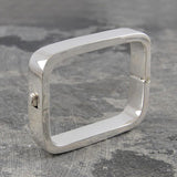 Contemporary Rectangular Silver Hinged Bangle