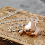 Rose Gold Heart Locket with Pearls