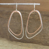 Silver and Rose Gold Long Drop Earrings