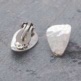 Textured Petal Silver Clip On Stud Earrings