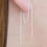 Threader Silver/Rose Gold Long Drop Earrings