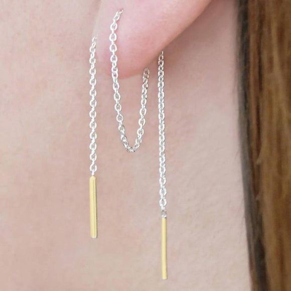 Threader Silver/Gold Long Drop Earrings