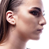Square Silver 3D Drop Earrings