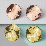 Gold Wavy Textured Disc Clip On Stud Earrings