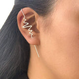 Heart Beat Ear Cuff Silver Earrings