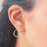 Silver Ball Hoop Ear Jackets