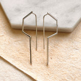 Modern Angular Minimalist Silver Drop Earring