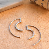 Modern Curved Sterling Silver Drop Earring
