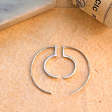 Modern Curved Sterling Silver Drop Earring