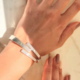 Solid Sterling Silver Chunky Interlaced Hinged Bangle